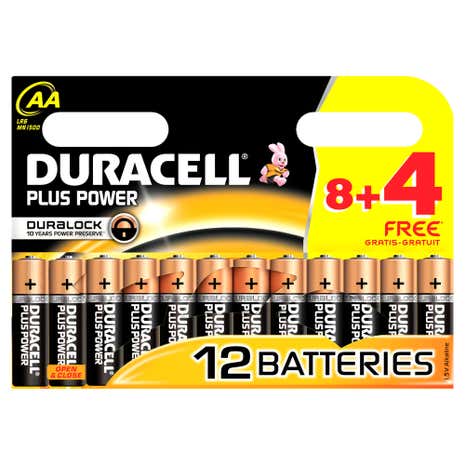 Duracell Plus Power AA 8 with 4 Free Batteries