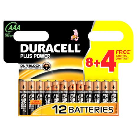 Duracell Plus Power AAA 8 with 4 Free Batteries
