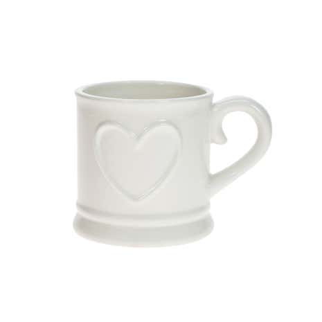 Country White Heart Tankard Mug