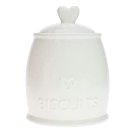 Country White Heart Biscuit Canister