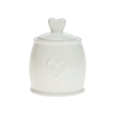 Country White Heart Sugar Pot