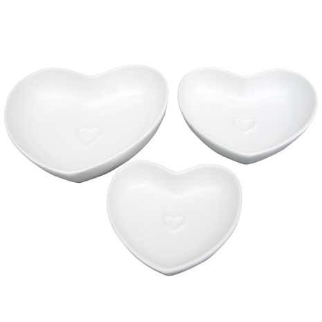 Country White Heart Nesting Bowls
