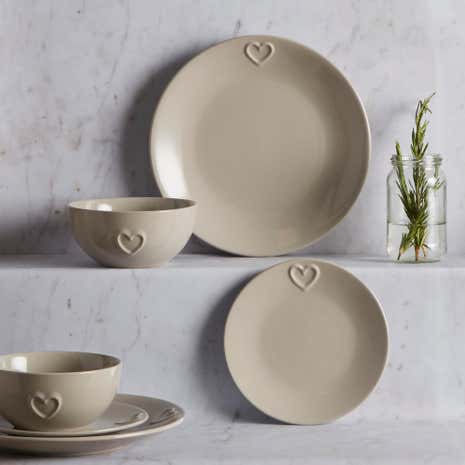 Country Heart Taupe 12 Piece Dinner Set