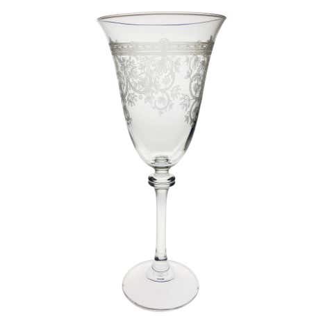 Etched Leaf Wine Glass