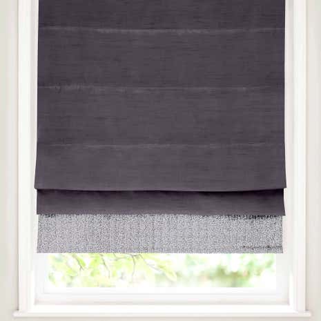 Silver Sequin Border Blackout Roman Blind