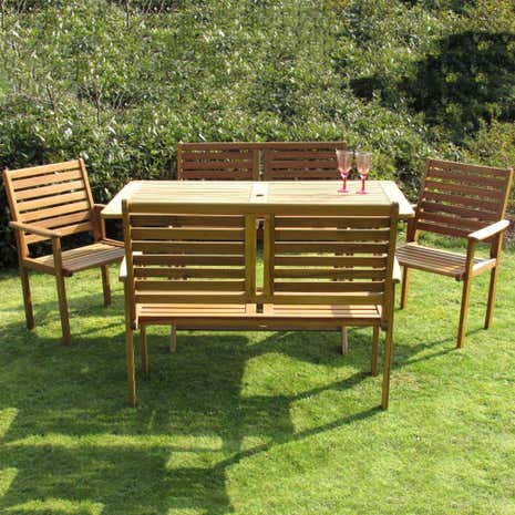 Wooden Brown Bench Set