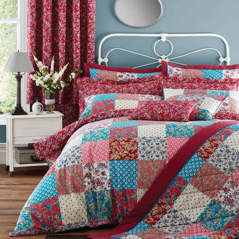 Ava Patchwork Red Bedspread