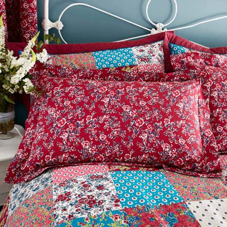 Ava Patchwork Red Oxford Pillowcase