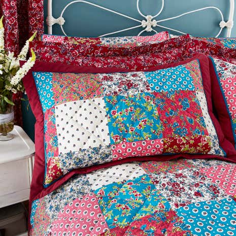 Ava Patchwork Red Pillow Sham