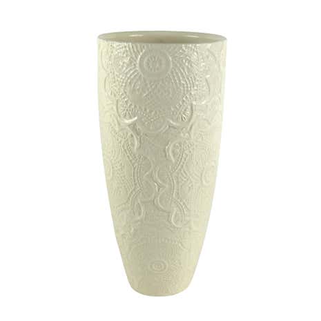 Cream Ceramic Lace Effect Vase