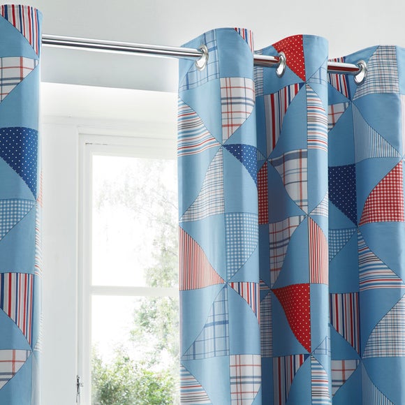 Cool Patchwork Blackout Eyelet Curtains