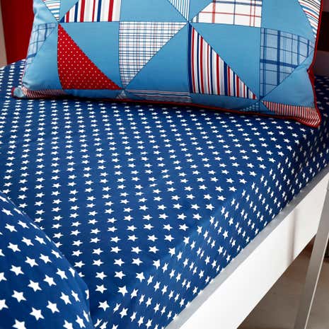 Cool Patchwork Blue 25cm Fitted Sheet
