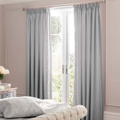 Dorma Brocatello Grey Lined Pencil Pleat Curtains