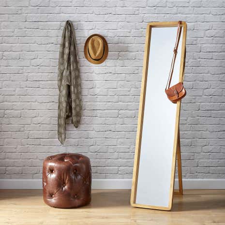 Elements Curved Edge Wooden Mirror