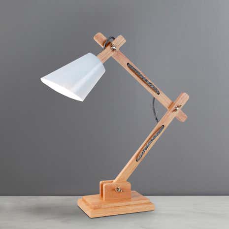 Cream Harry Wood and Metal Desk Lamp