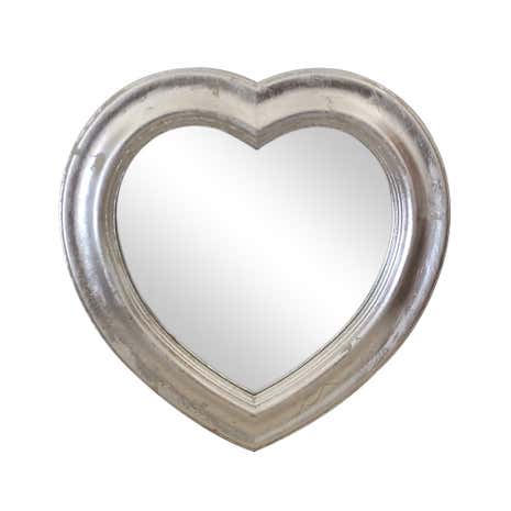 Silver Wooden Heart Mirror