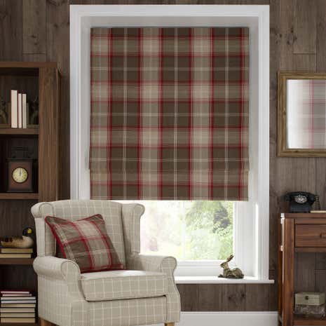 Highland Red Check Blackout Roman Blind