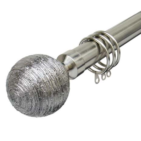 Holford Fixed Textured Satin Silver Curtain Pole Dia. 28mm