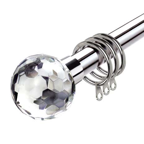 Krystal Extendable Satin Silver Curtain Pole Dia. 16/19mm