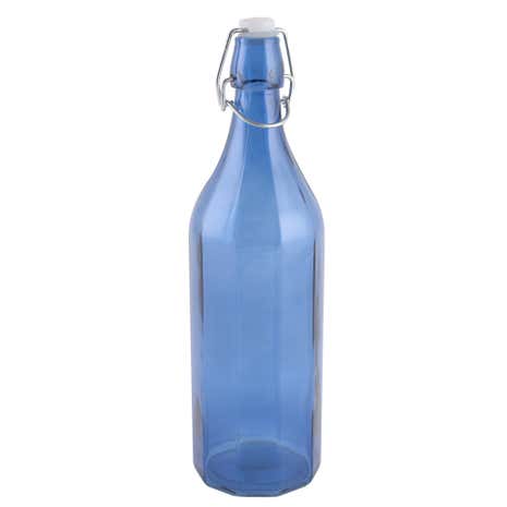 Large Blue Clip Top Glass Bottle