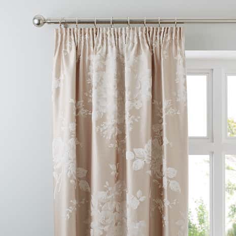 Laura Jacquard Natural Thermal Pencil Pleat Curtains