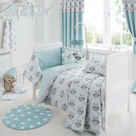 Little Owls Nursery Cot Bed Duvet Cover and Pillowcase Set