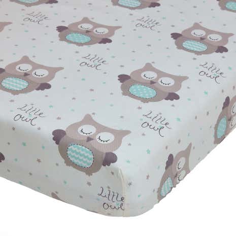 Little Owls Duck Egg Nursery Pair of Cot Bed Fitted Sheets