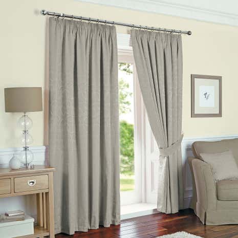 Toledo Silver Thermal Pencil Pleat Curtains