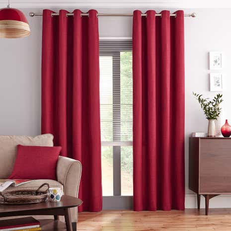 Vermont Red Lined Eyelet Curtains