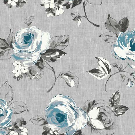 Vintage Rose Blue Fabric
