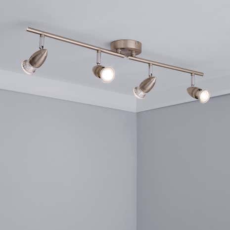 Satin Silver 4 Light Spotlight Bar