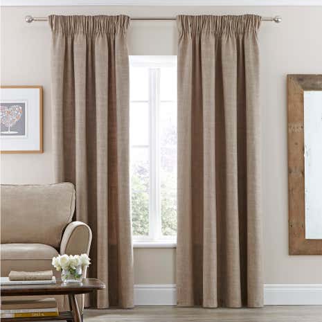 Vermont Natural Lined Pencil Pleat Curtains