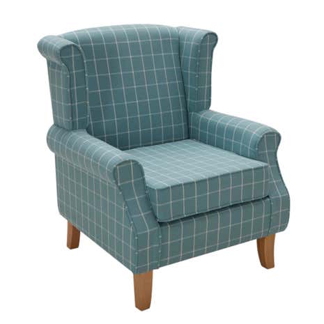 Duck-Egg Check Edinburgh Wingback Chair