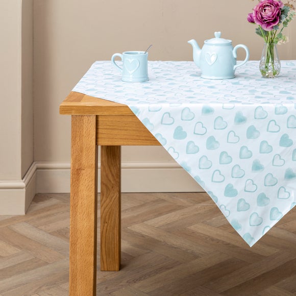 Country Duck-Egg Heart PVC Tablecloth