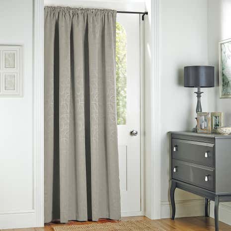 Toledo Silver Thermal Pencil Pleat Door Curtain