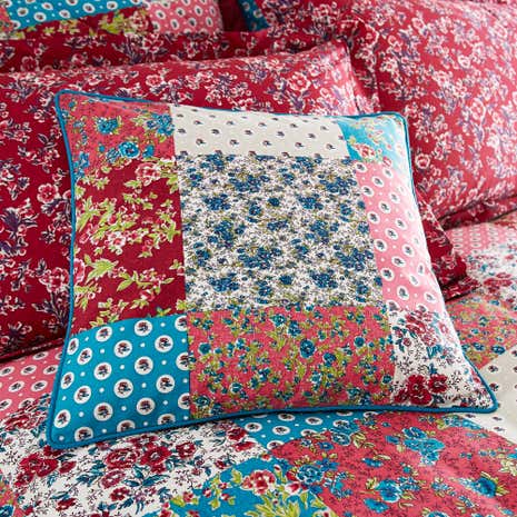 Ava Patchwork Red Cushion