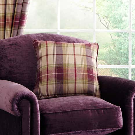 Dorma Plum Bloomsbury Check Square Cushion