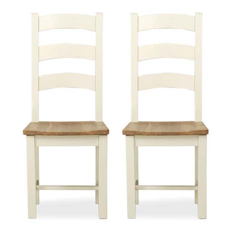 Wilby Cream Pair of Slatted Dining Chairs