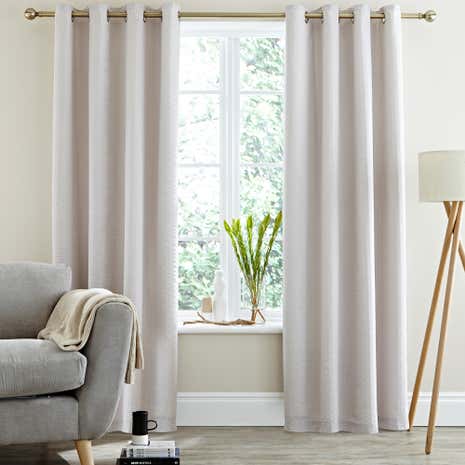 Logan Seersucker Grey Thermal Eyelet Curtains