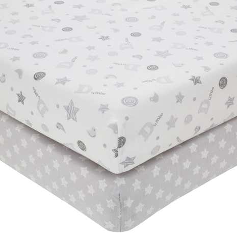 Disney Dumbo Grey Nursery Pair of Cot Bed Fitted Sheets