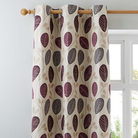 Turin Plum Lined Eyelet Curtains