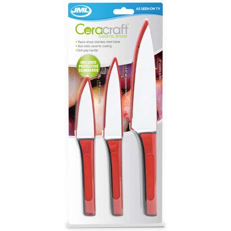 JML Ceracraft Stainless Steel Set of 3 Knives, Assorted Colours