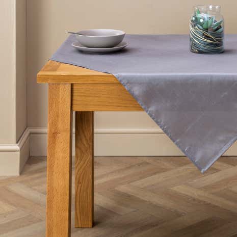 Faux Silk Silver Tablecloth