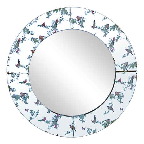 Beautiful Birds Mirror 60cm Dia Multi