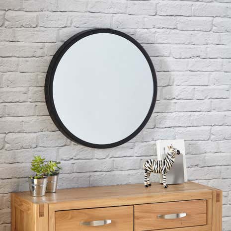 Elements Black Round Wall Mirror