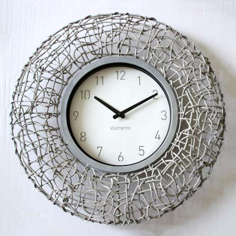 Grey Wicker Clock