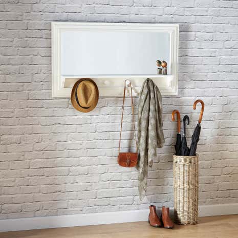 White Wooden Shelf Mirror