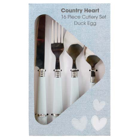 Country Duck-Egg Heart 16 Piece Cutlery Set