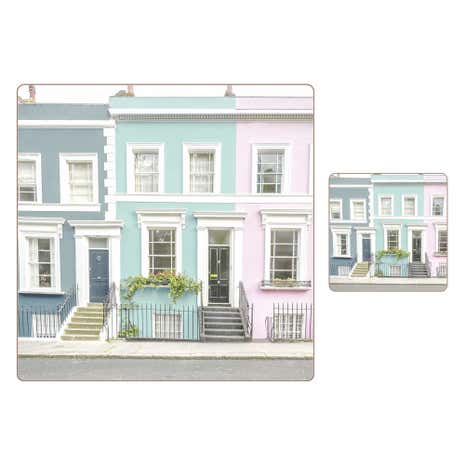 Set of 8 Pastel House Placemat & Coaster