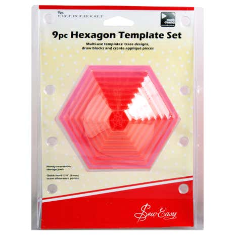 Sew Easy Set of 9 Hexagonal Templates